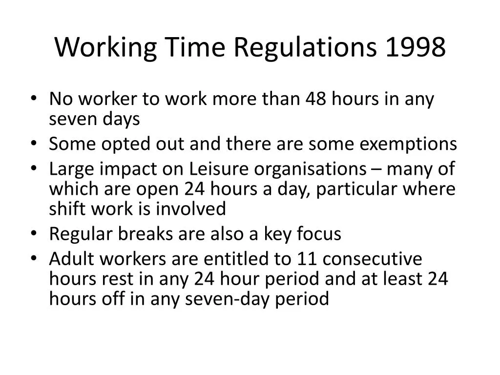 Working Time Regulations 1998