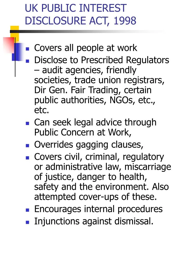 Public Interest Disclosure Act 1998